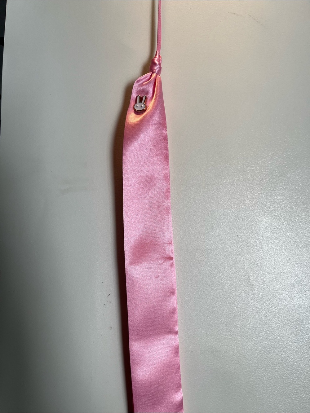 Pink Satin Hair Scarf with Bunny Pin - Women's Accessory
